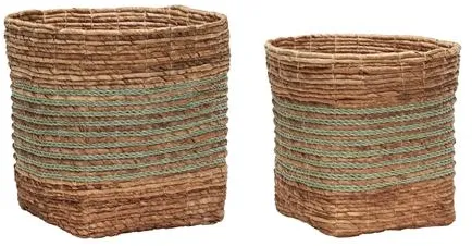 Hübsch Reveal Korgar Mint/Natur Set om 2