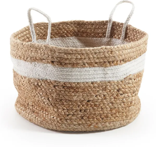 Saht, Korg, natur/vit, H30x40x40 cm